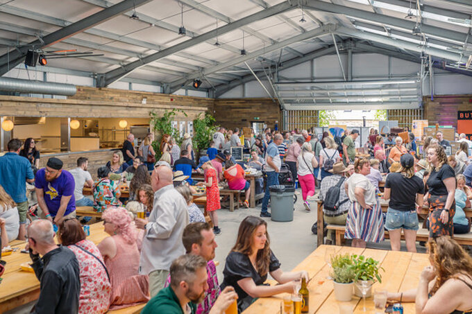 The first market at the new bute yard food and drink hub on isle of bute